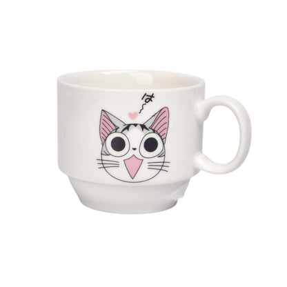 SET 4PCS POCILLOS CON BASE CERAMICA 150ML DISEÑO GATOS DIM:7X6X7