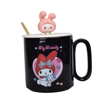 MUG POCILLO CERAMICA PERSONAJE CON TAPA DE 420ML