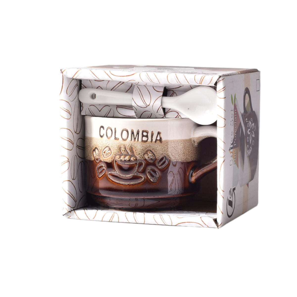 mug pocillo con cuchara ceramica dim:7x7x6