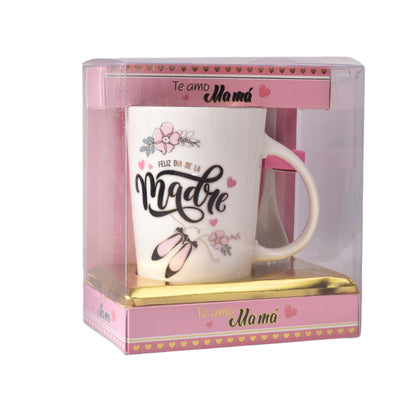 MUG POCILLO CON CUCHARA CERAMICA
