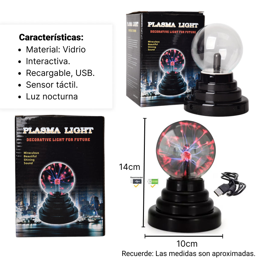 esfera bola plasma lampara interactiva vidrio plastico