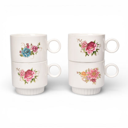 POCILLO SET 4PCS CERAMICA CON BASE 250ML DIM:8X8X7
