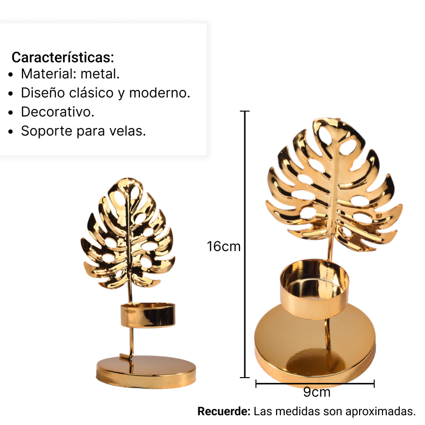 candelabro base metalica para vela dim:8x8x15