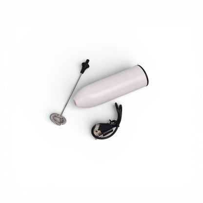 BATIDOR RECARGABLE PLASTICO Y ACERO BLANCO  DIM: 4X4X16