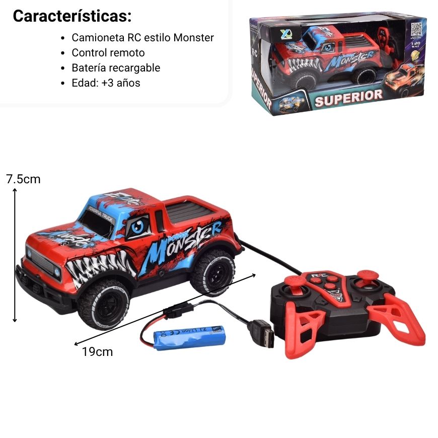 camioneta plastica control remoto dim: 9.5*18.5*8.5cm