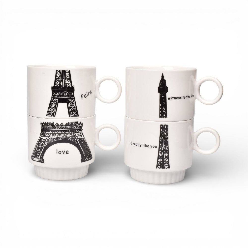 pocillo set 4pcs ceramica con base 250ml dim:8x8x7