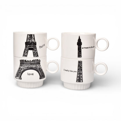 POCILLO SET 4PCS CERAMICA CON BASE 250ML DIM:8X8X7