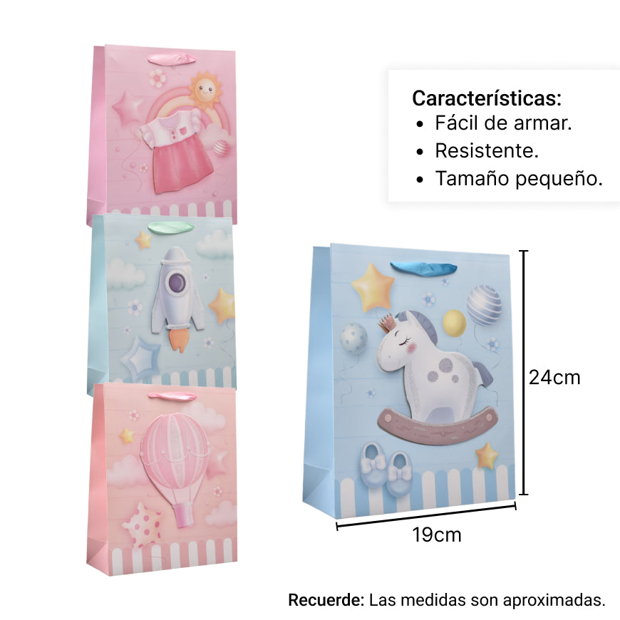 bolsa regalo en papel baby tamaño pequeño 24x19cm