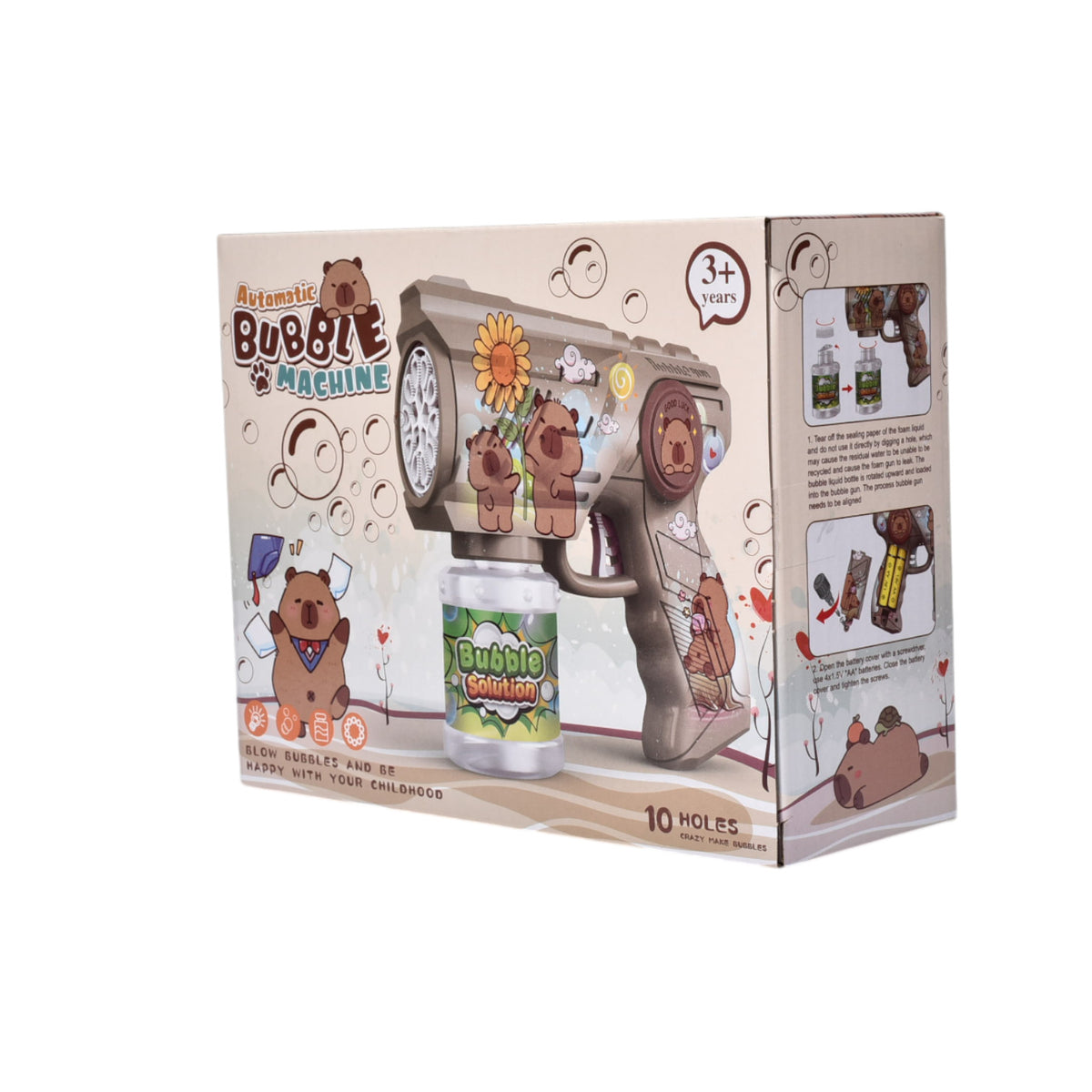 juguete pistola de burbujas diseño capybara plastico dim:18x6x14