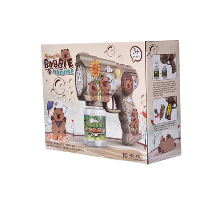 JUGUETE PISTOLA DE BURBUJAS DISEÑO CAPYBARA PLASTICO DIM:18X6X14