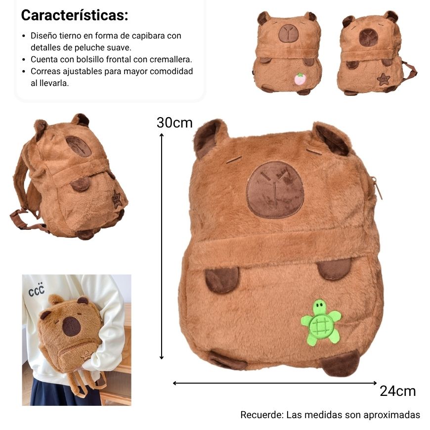maleta morral capybara pequeño infantil poliester dim:30x24x7