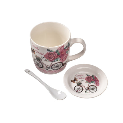 POCILLO CON PLATO Y CUCHARA EN CERAMICA
