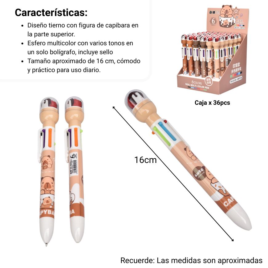 esfero plastico varias minas capybara dim:17x2