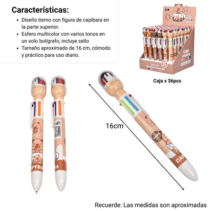 ESFERO PLASTICO VARIAS MINAS CAPYBARA DIM:17X2