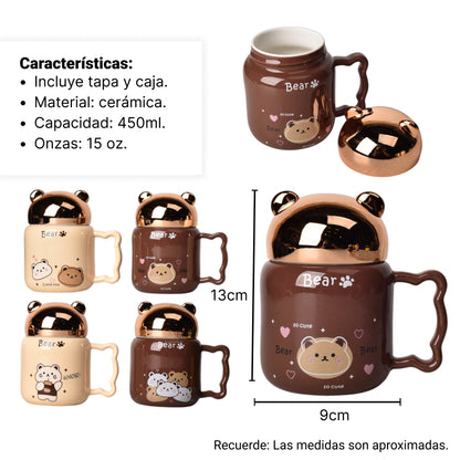 MUG POCILLO CERAMICA DISEÑO OSOS 450ML DIM:9*9*13