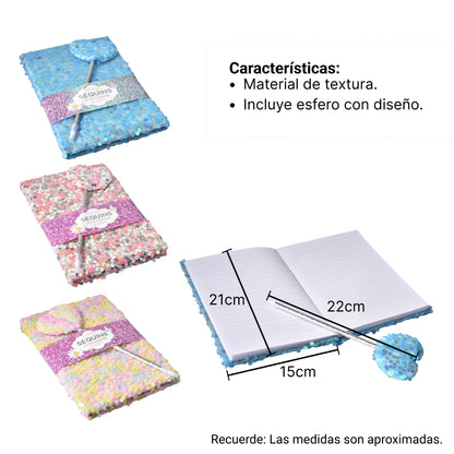 AGENDA DIARIO BRILLANTE CON ESFERO DIM: 14X21