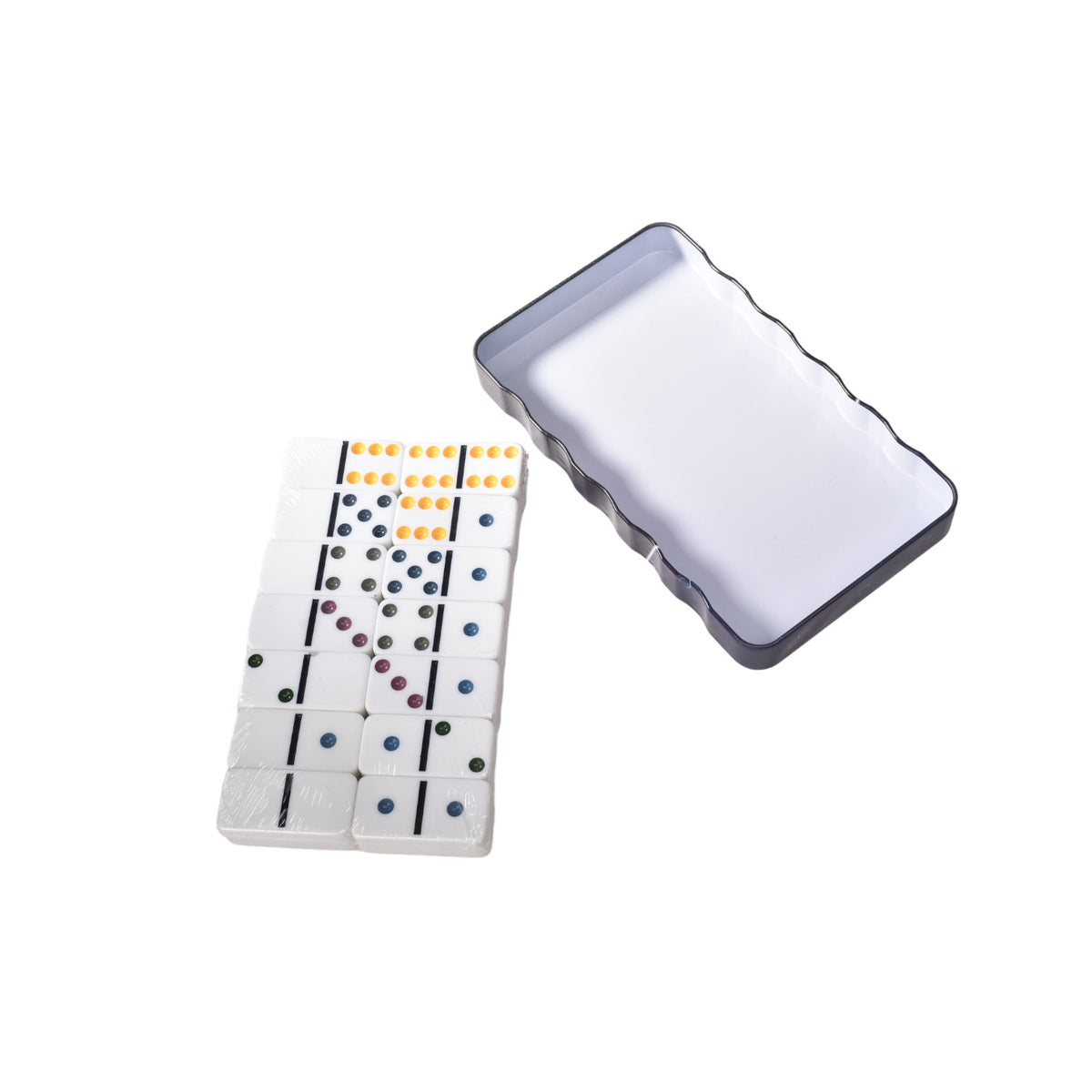 domino estuche metal dim:18.5x10x2.5cm