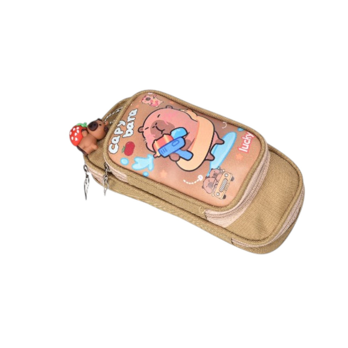 cartuchera capybara con llavero poliester dim:21x10x5