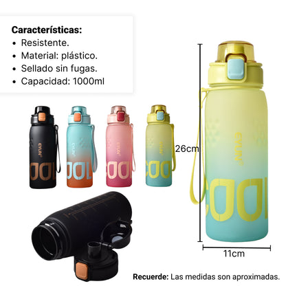 BOTELLA DE AGUA PLASTICA DE 1000ML DIM:8X8X26CM