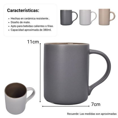 MUG POCILLO CERAMICA DIFERENTES COLORES DIM:7X7X11