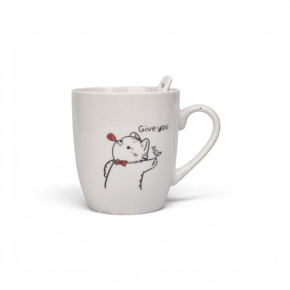mug pocillo ceramica con cuchara diseño gatos 200ml