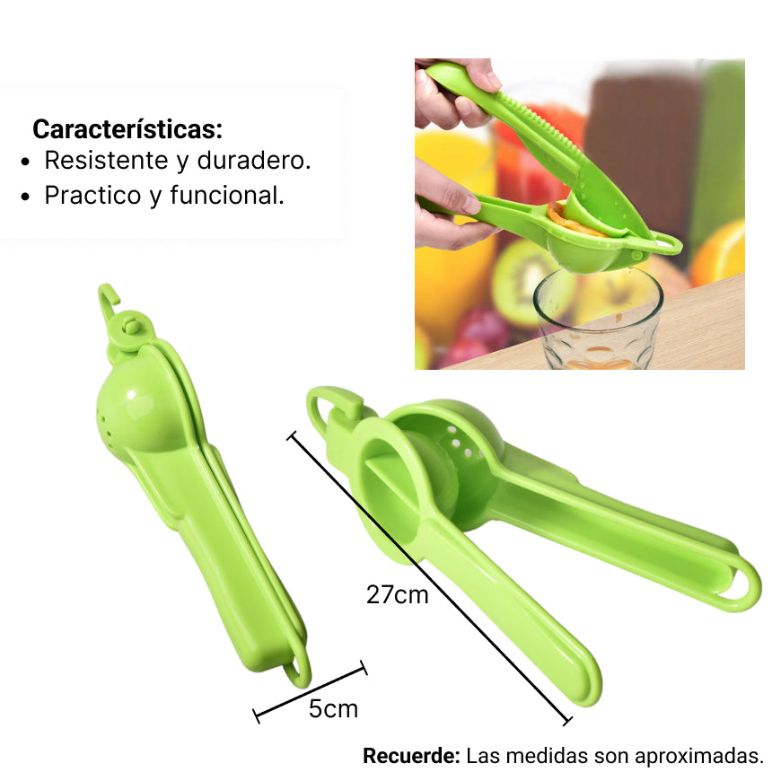 exprimidor de limon plastico color verde dim:25x7x5cm