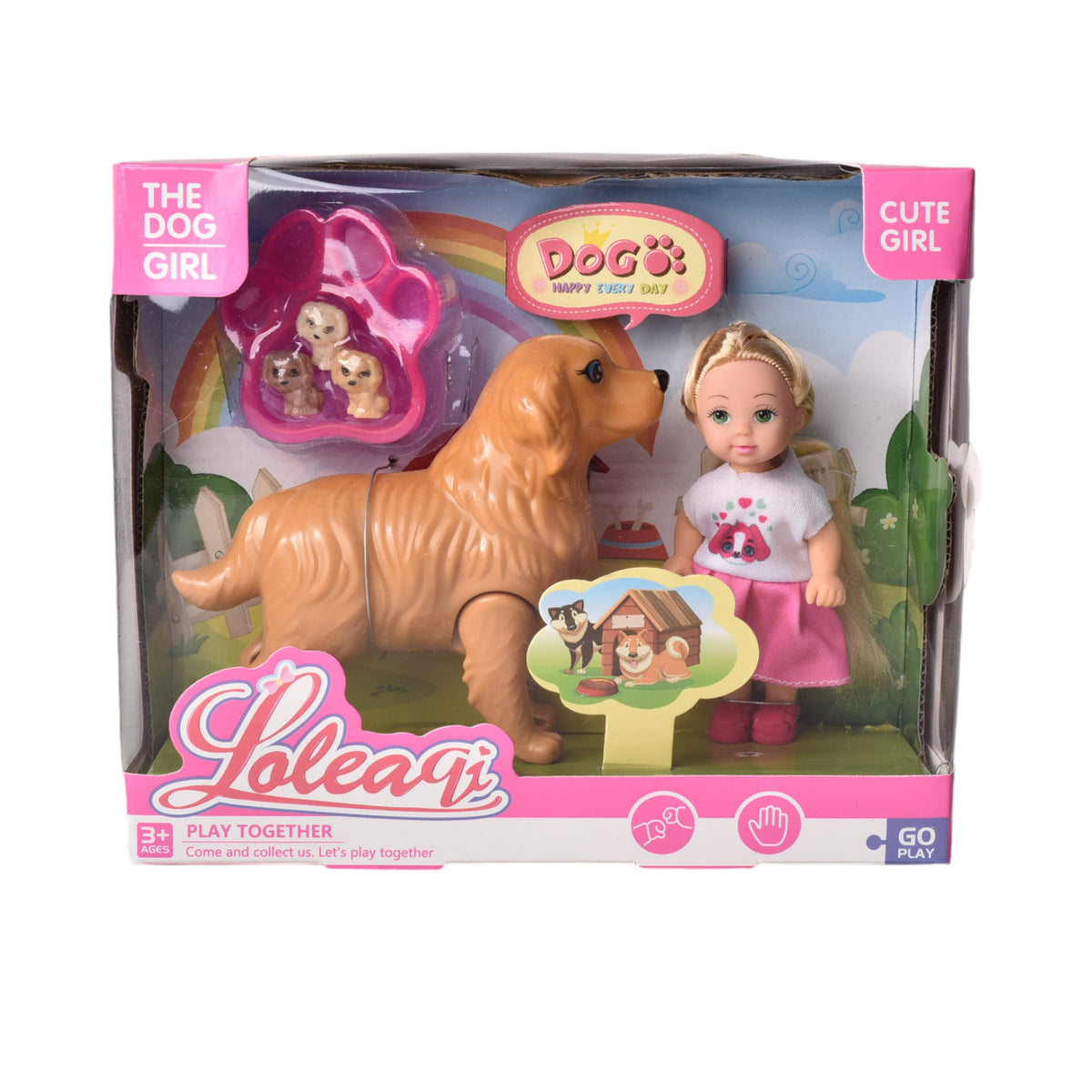 juguete muñeca con animales plastica