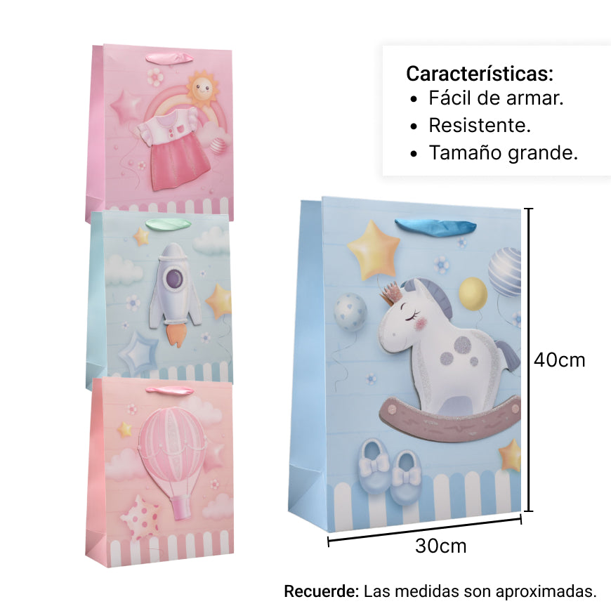 bolsa regalo en papel baby tamaño grande