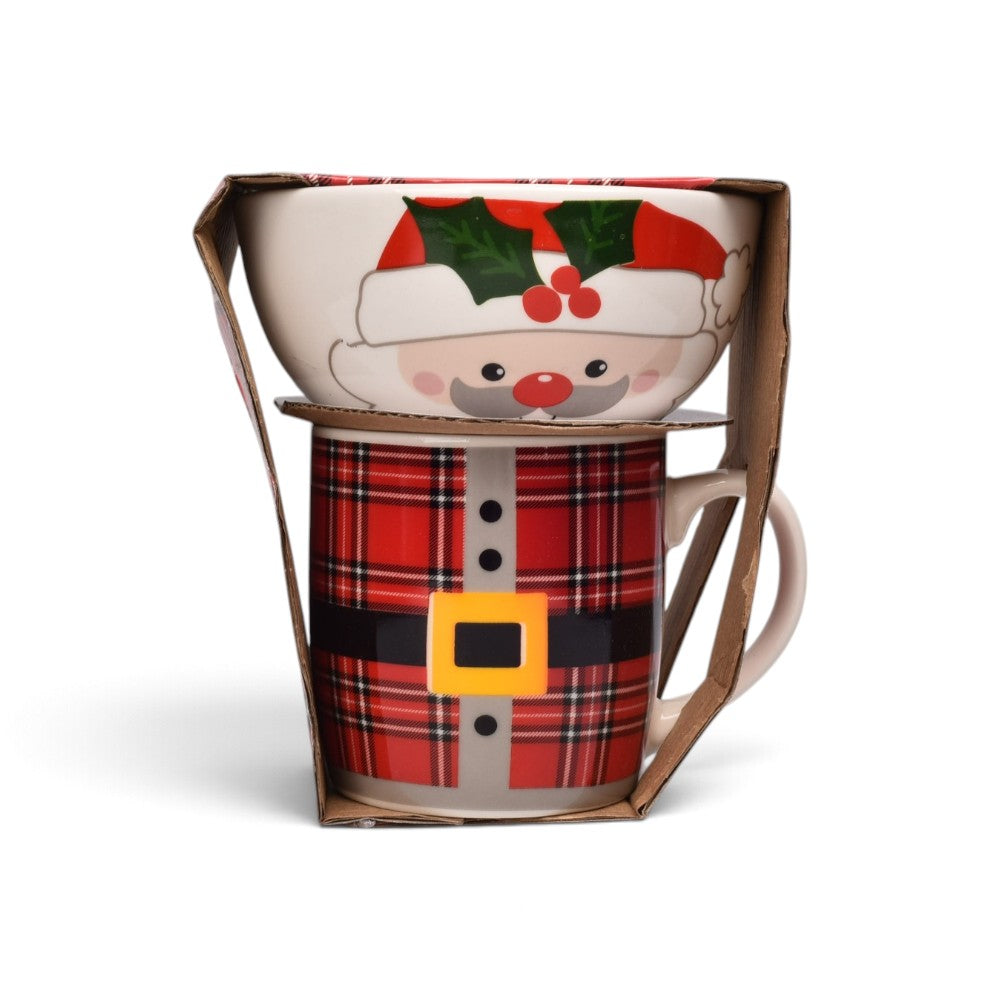 pocillo set ceramica con plato navidad 350ml