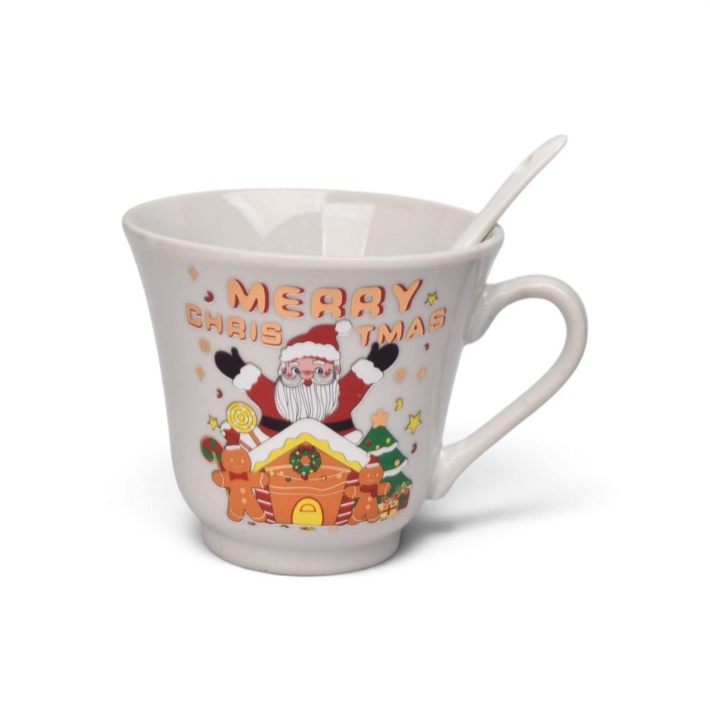 pocillo set ceramica con cuchara navidad 240ml