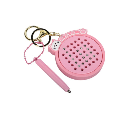 LLAVERO PLASTICO FORMA DE JUEGO ROSADO NEGRO CAFE DIM:8X7X1
