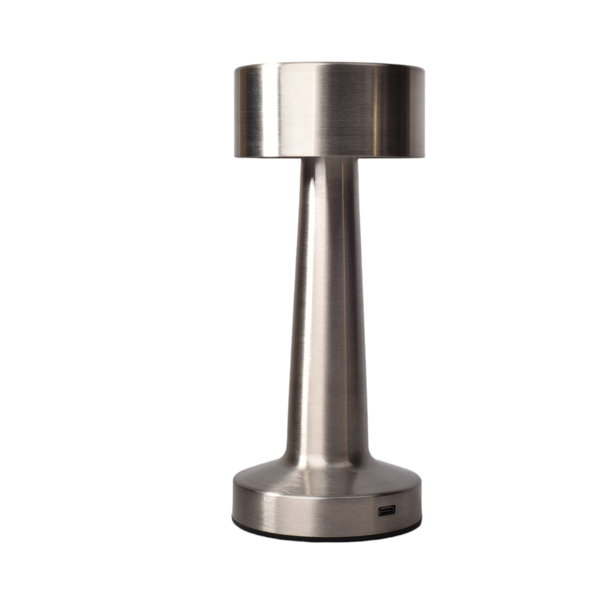lampara de acero recargable con cable usb dorado y plateado