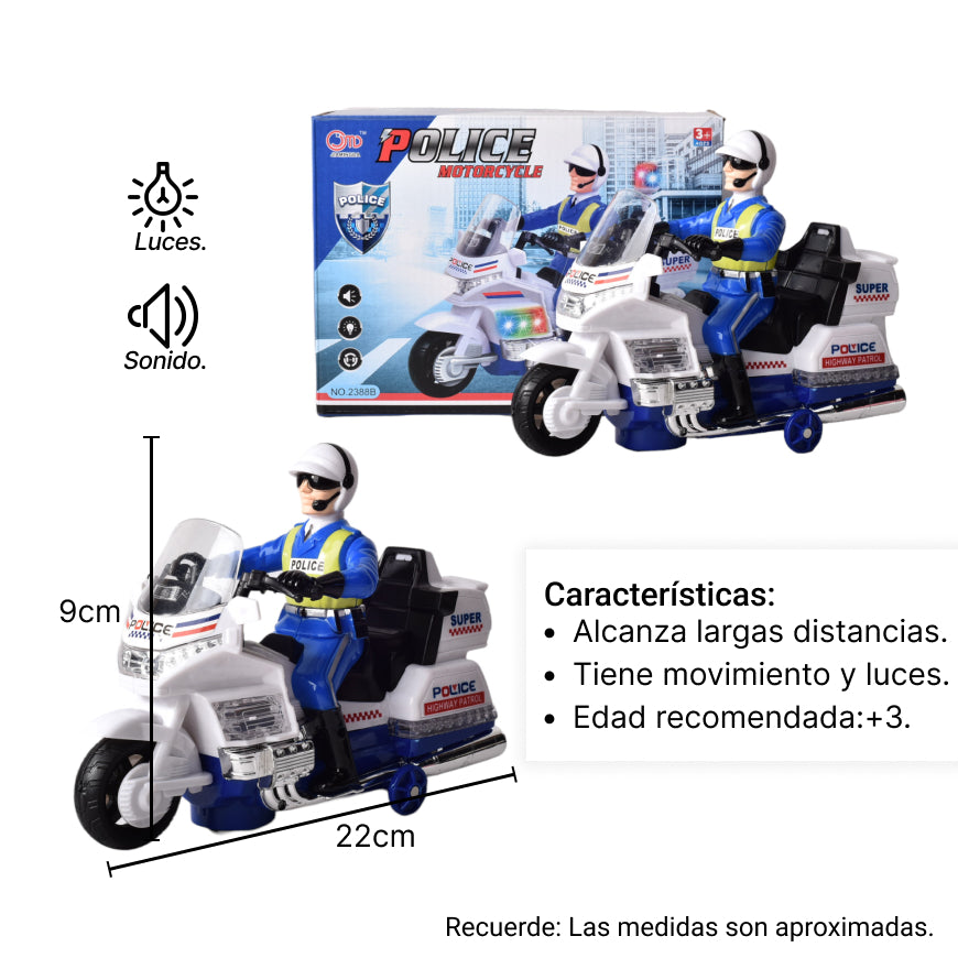 moto para niños policia con luces y  sonido