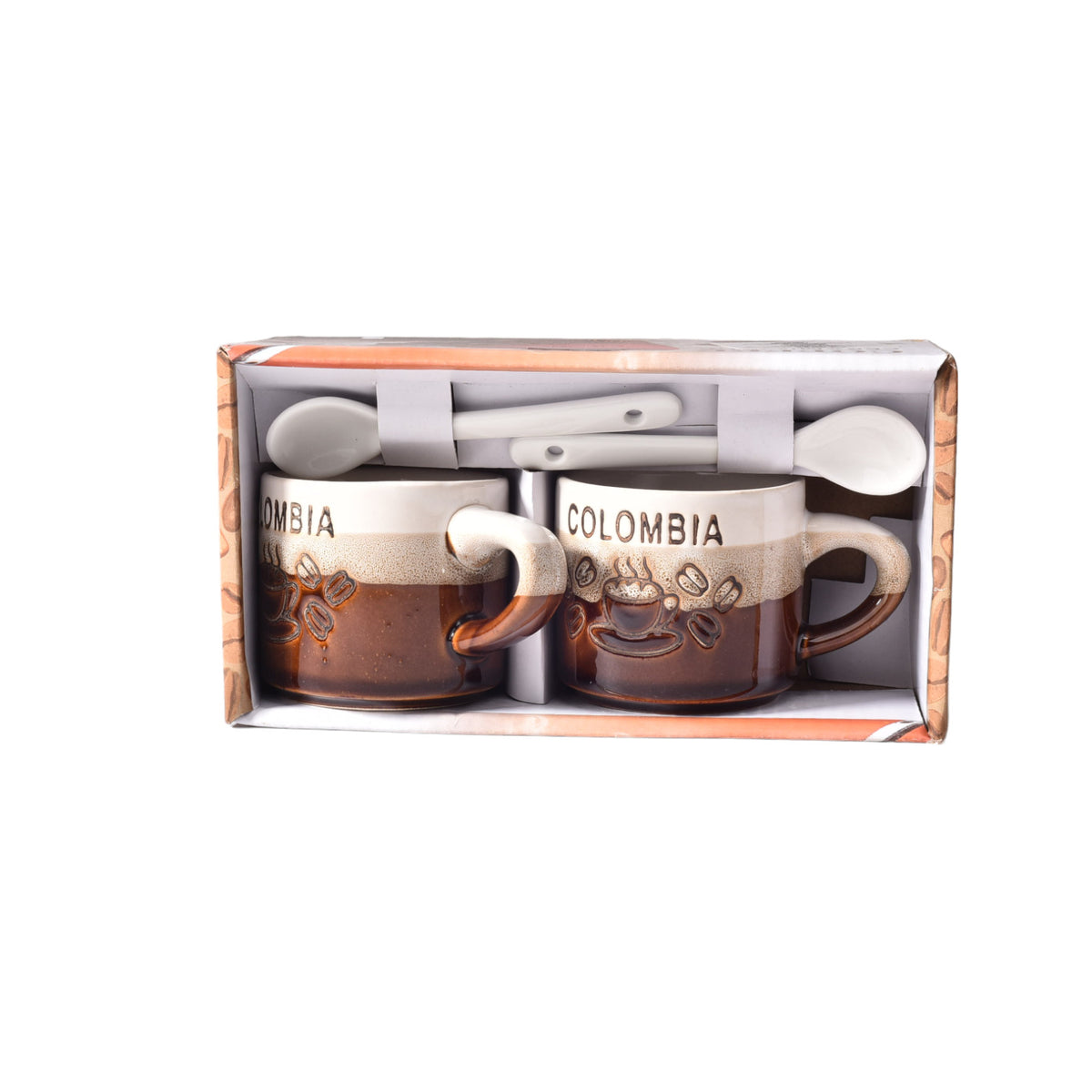 set 2pcs pocillos con cucharas  ceramica dim:5x5x5