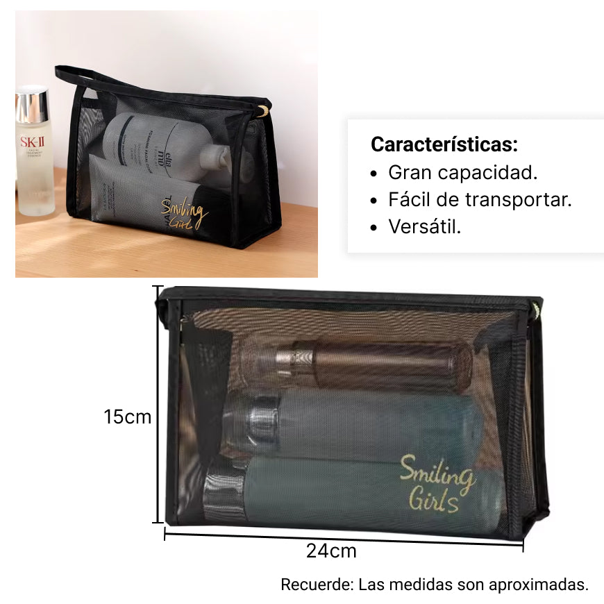 cosmetiquera organizador en nylon negro