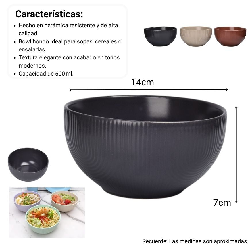 plato ceramica 600ml dim:14x7cm