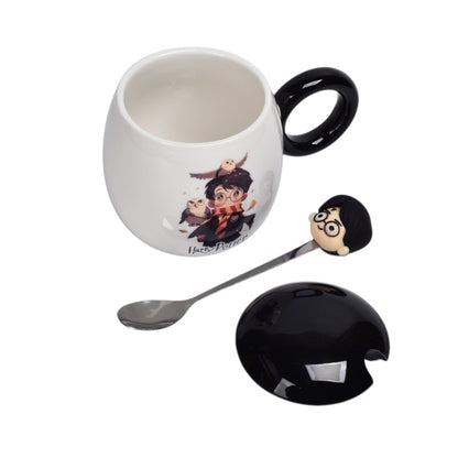 MUG POCILLO CON TAPA CERAMICA PERSONAJE 380ML DIM:10X6
