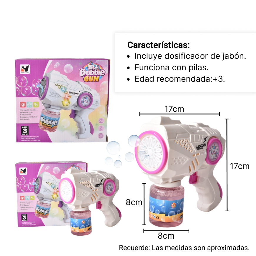 juguete pistola de burbujas niños rosada