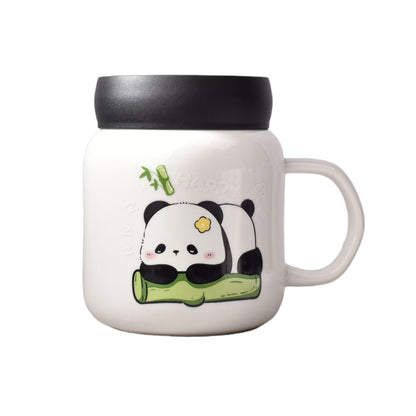 MUG POCILLO CERAMICA DE OSO PANDA GRANDE TAPA PLASTICA