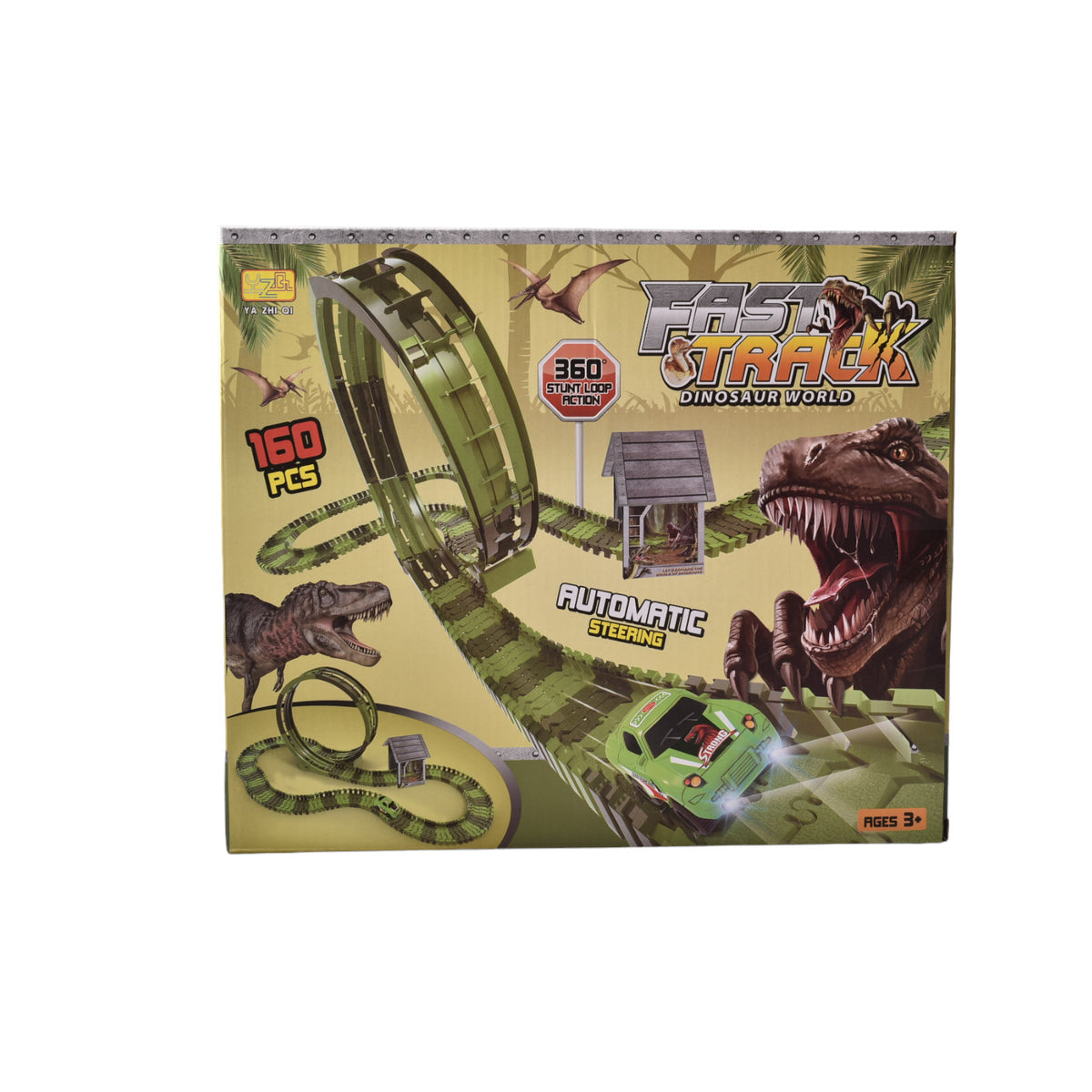 pista de carros flexible de dinosaurio