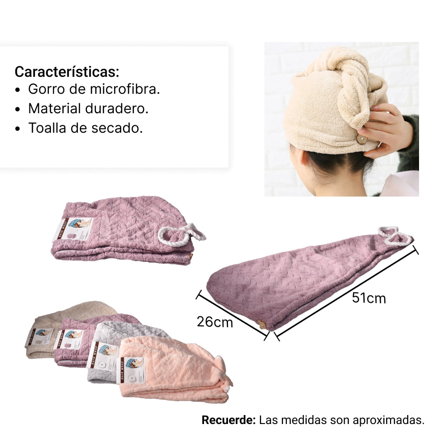 gorro microfibra para secar el cabello