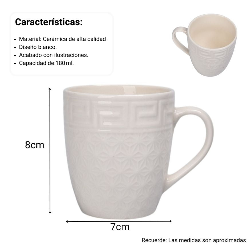 mug pocillo ceramica blanco 180ml dim:8x7cm