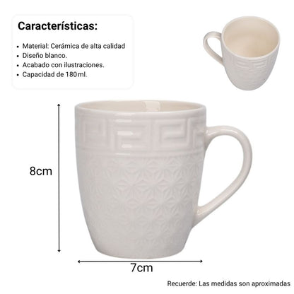 MUG POCILLO CERAMICA BLANCO 180ML DIM:8x7CM