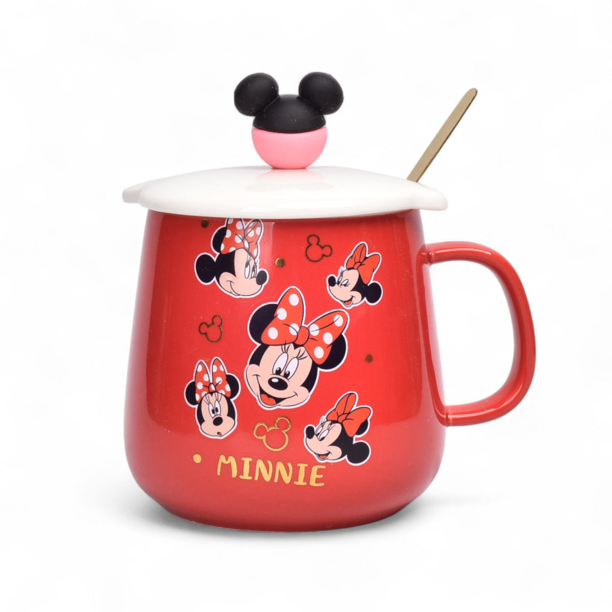 mug pocillo ceramica personaje con tapa y cuchara 350ml dim:7x7
