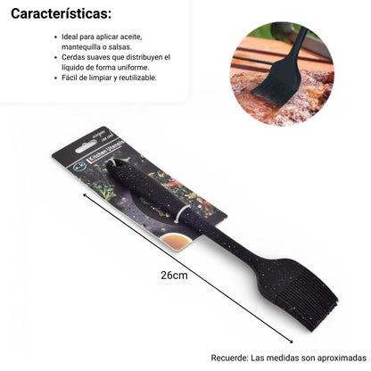BROCHA PARA ALIMENTOS SILICONA NEGRO DIM:26X4X1