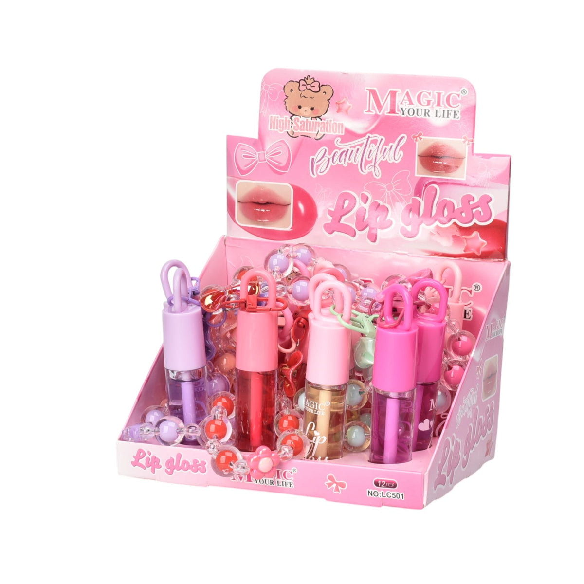 llavero con brillo plastico dim:10x2