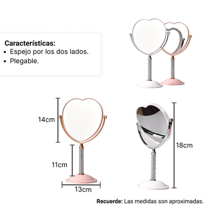 ESPEJO TOCADOR CORAZON CON BASE DIM:15X29
