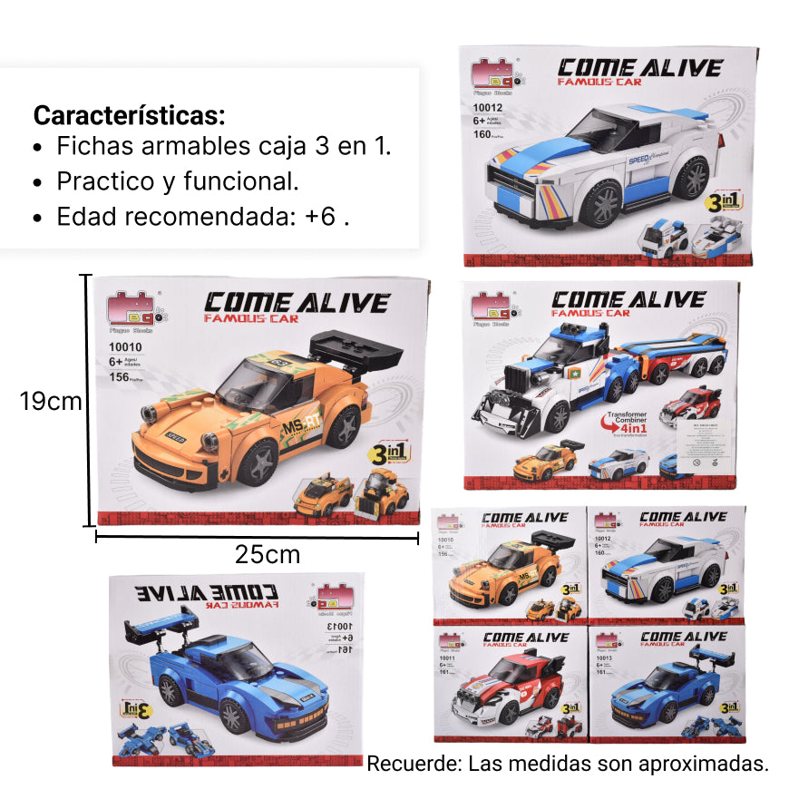 juguete carro fichas de armar 3 en 1