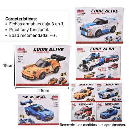 JUGUETE CARRO FICHAS DE ARMAR 3 EN 1