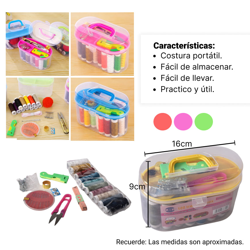 costurero plastico portatil con accesorios dim:16*9cm